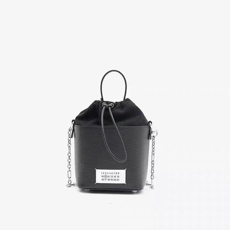 MM6 Chain Bucket Maison Margiela Bag - Classic Leather Tote 5AC - Black