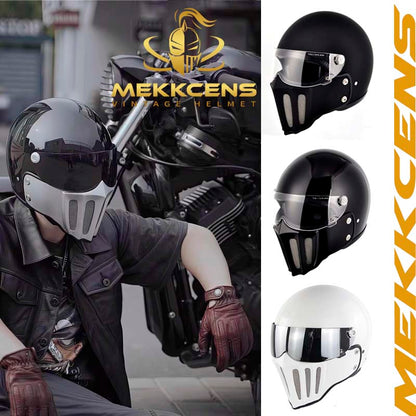 McKense Venom Anti-Fog Cruiser Motorcycle Helmet – Retro German Fiberglass Design