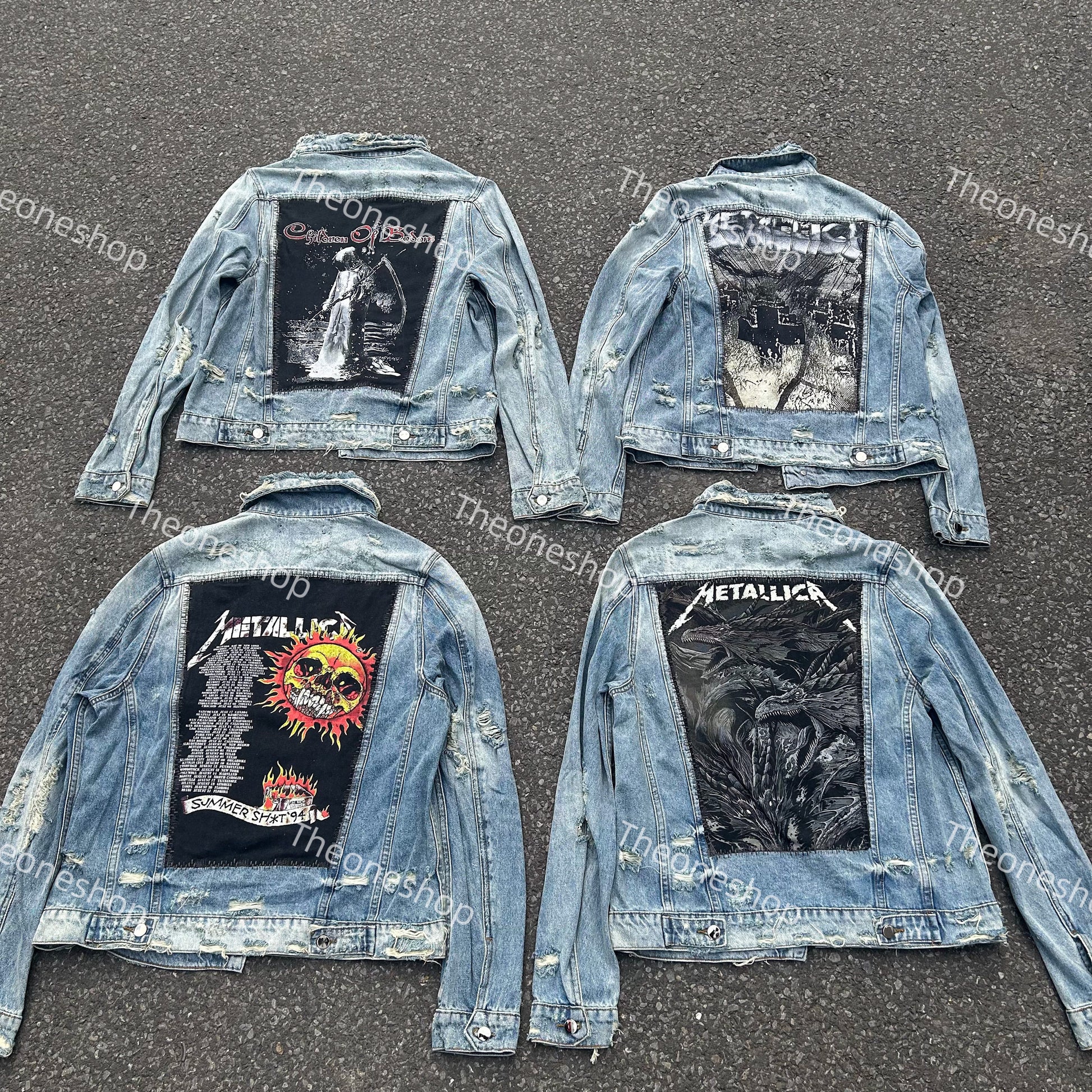 AMIRI 16OG Patchwork Back Kill Denim Jacket Metallica High-Street - DM to choose pattern