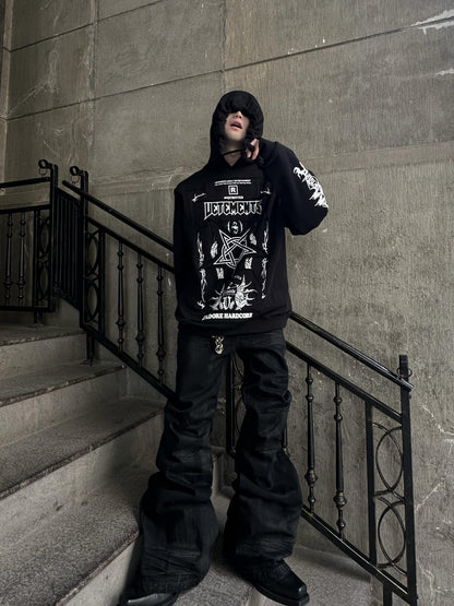 Vetements Oversized Hoodie J’adore Hardcore Patchwork Black Patched Logo