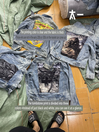 AMIRI 16OG Patchwork Back Kill Denim Jacket Metallica High-Street