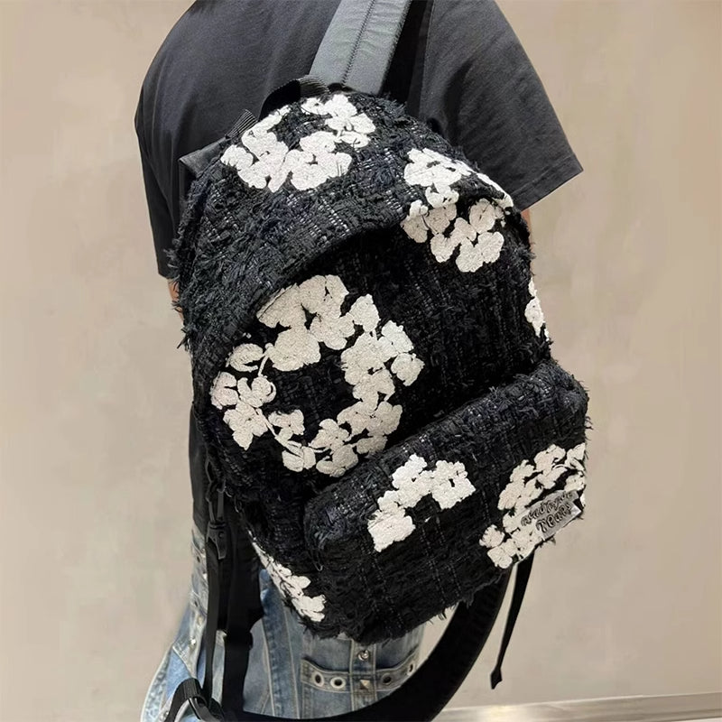 READYMADE x Denim Tears Collaboration Chanel-Style Backpack Intricate Embroidery - Black
