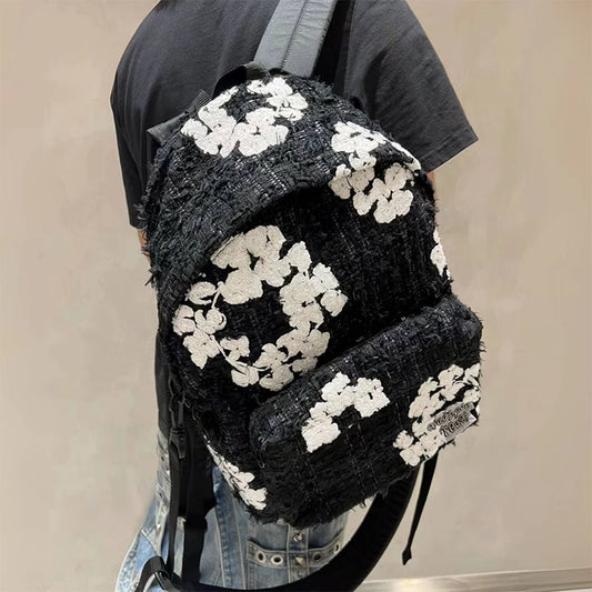 READYMADE x Denim Tears Collaboration Chanel-Style Backpack Intricate Embroidery - Black