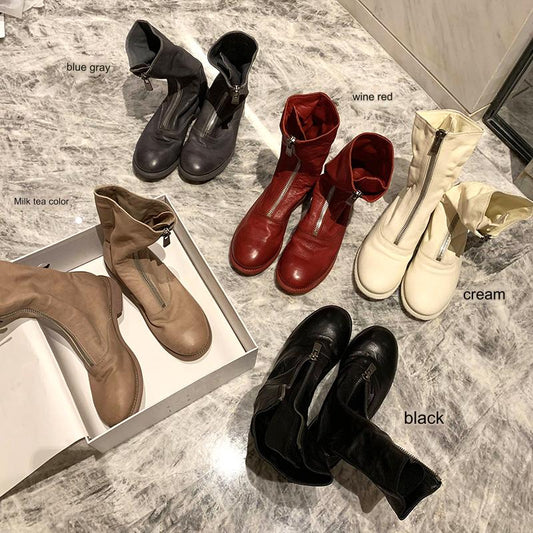 310 Horse Leather Origin Guidi Front Zip Ankle Boots – Short Boots for Women