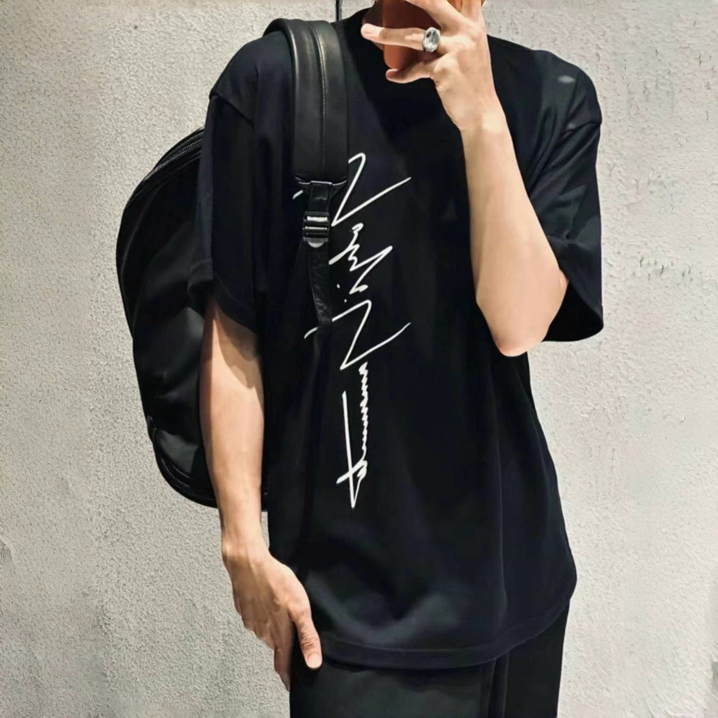 Yohji Logo Print Tee - Heavyweight Honeycomb Fabric Short Sleeve