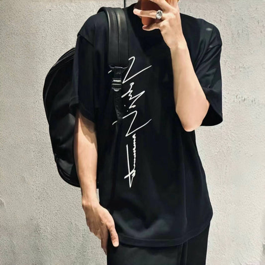 Yohji Logo Print Tee - Heavyweight Honeycomb Fabric Short Sleeve
