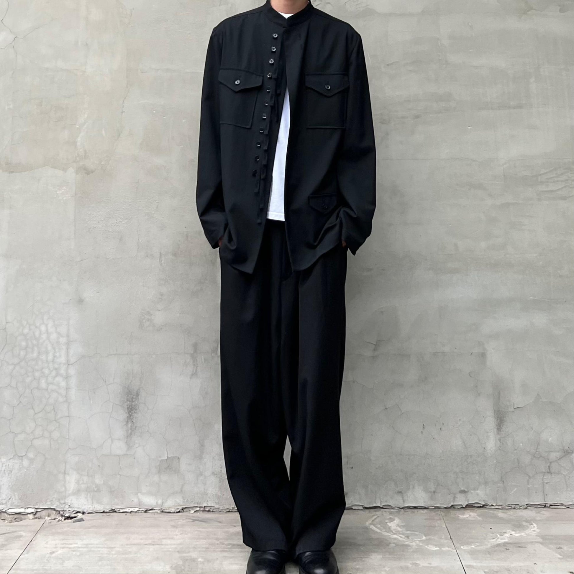 Yohji Yamamoto Twelve Pleat Wool Tapered Draped Wide Straight Trousers