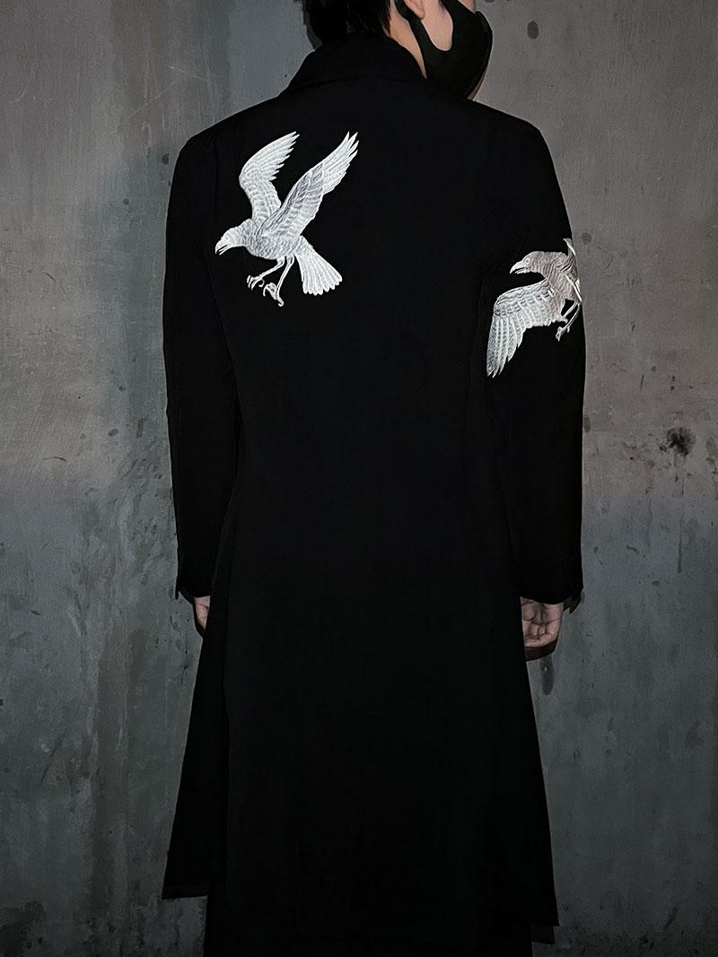 Yohji Yamamoto Dark 21AW Long Blazer Coat Dual Crow Embroidery on Back