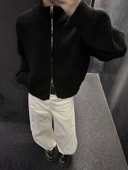 Our Legacy Vibe Double-Zip Wool Knit Sweater – Cropped Wide-Fit Half Turtleneck
