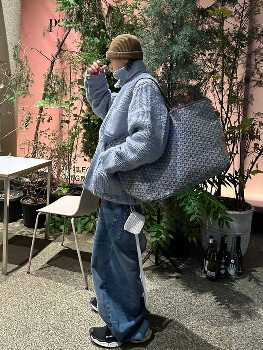 SACAI Handcrafted Chunky Knit Wool Coat – Oversized Heavyweight Sweater