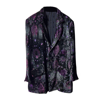 Yohji Nomad Velvet Blazer - Central Asian Traveler Collection Purple Silk Jacket