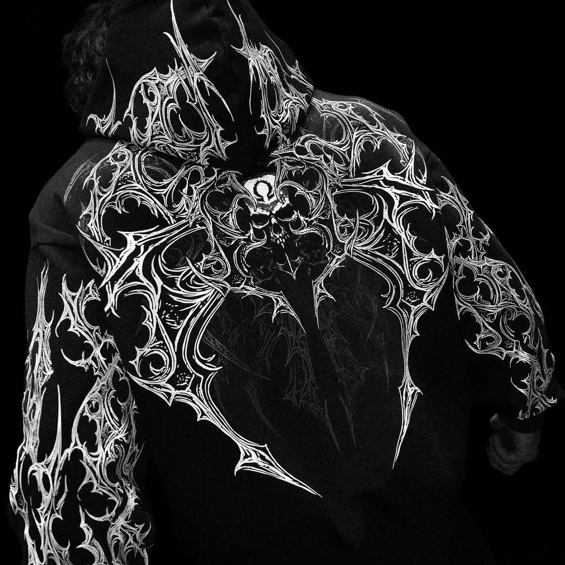 Breathedivinity Dark Gothic Zip-Up Hoodie - 420g French Terry