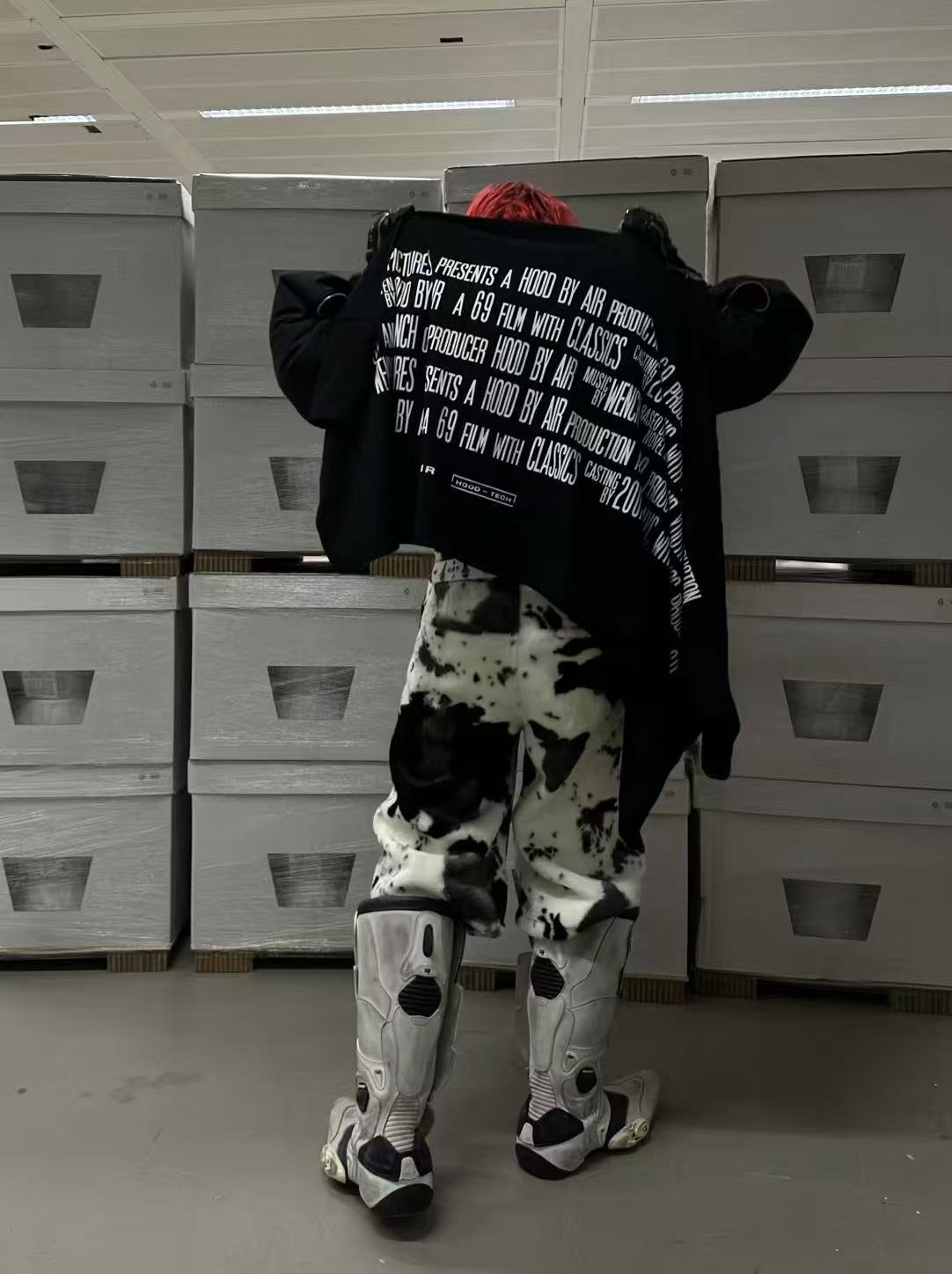 (Archive) Opium YVL x Hood By Air SS17 Cape Sleeve Tee - Oversized Graphic Print Short Sleeve