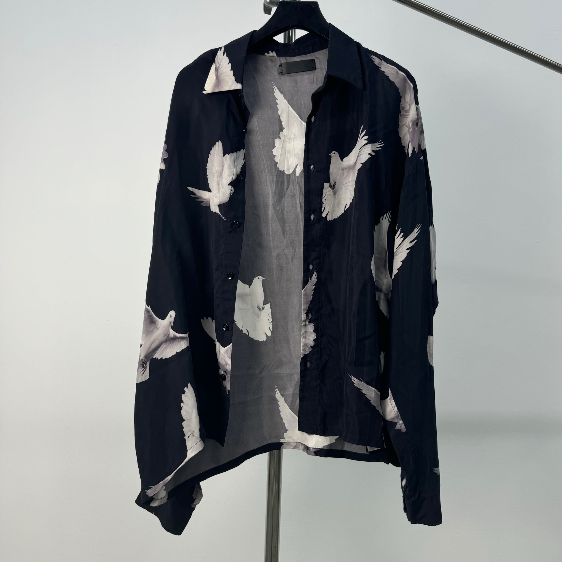 17AW AMIRI Peace Dove Print Silk Shirt - Chiffon-Ice Silk Blend