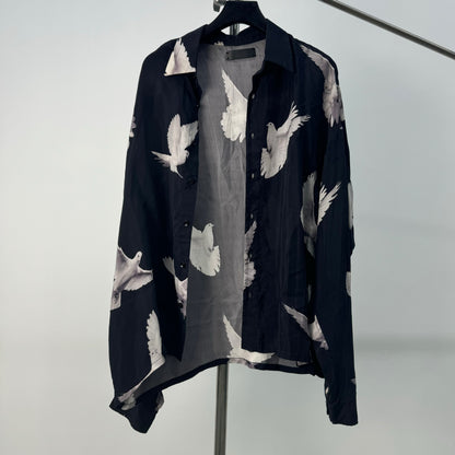 17AW AMIRI Peace Dove Print Silk Shirt - Chiffon-Ice Silk Blend