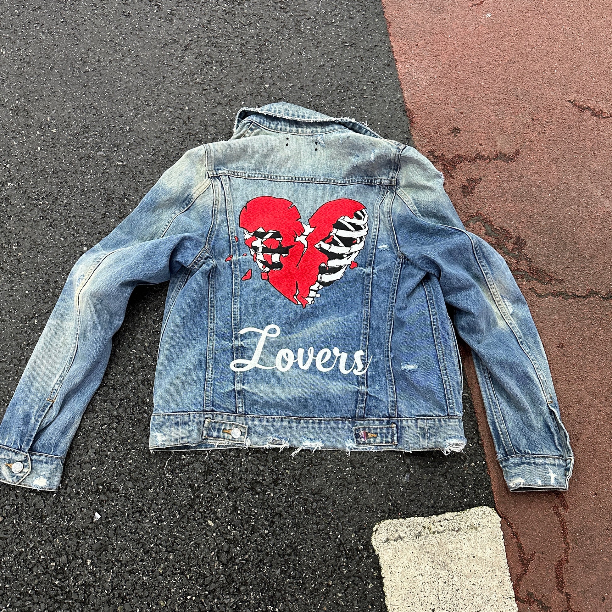 AMIRI Heartbreak Lovers Denim Jacket - Embroidered Washed Highstreet