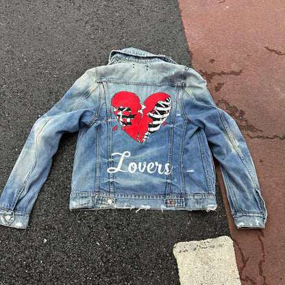 AMIRI Heartbreak Lovers Denim Jacket - Embroidered Washed Highstreet