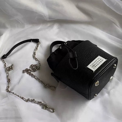 MM6 Chain Bucket Maison Margiela Bag - Classic Leather Tote 5AC - Black