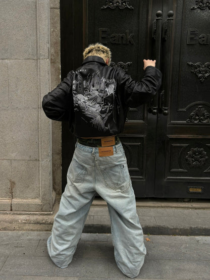 ERD Melancholic Heir PU Lambskin Jacket -Custom-Dyed Coated Cropped Leather Coat