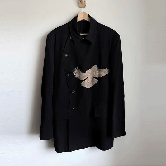 Yohji AW08 'Broken Soldier' Jacket - Pigeon Print Kendo-Style Blazer - Donclickin
