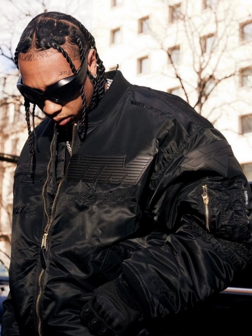Vetements 23FW Alpha Black Race Car Air Force Jacket Cotton Bomber
