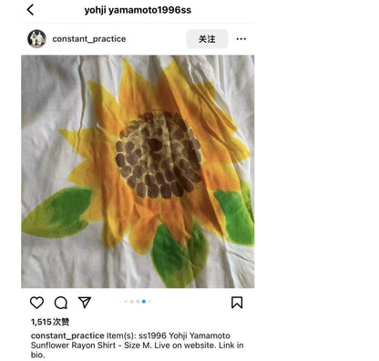Yohji Yamamoto – Floral “Flowers & Youth” Sunflower Print Rayon Shirt