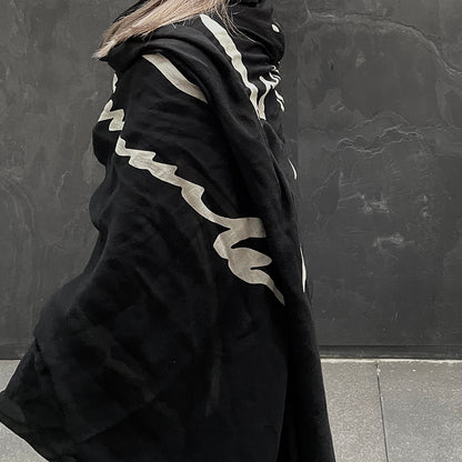 Donclickin Yohji Yamamoto Vibe Signature Silk Scarf & Shawl - Black 75 x 250