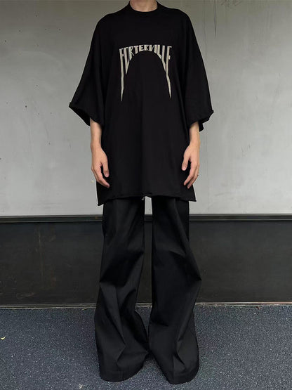 Dark Avant-garde Rick Owen Vibe High-Street Tee – Oversized Cotton Short Sleeve