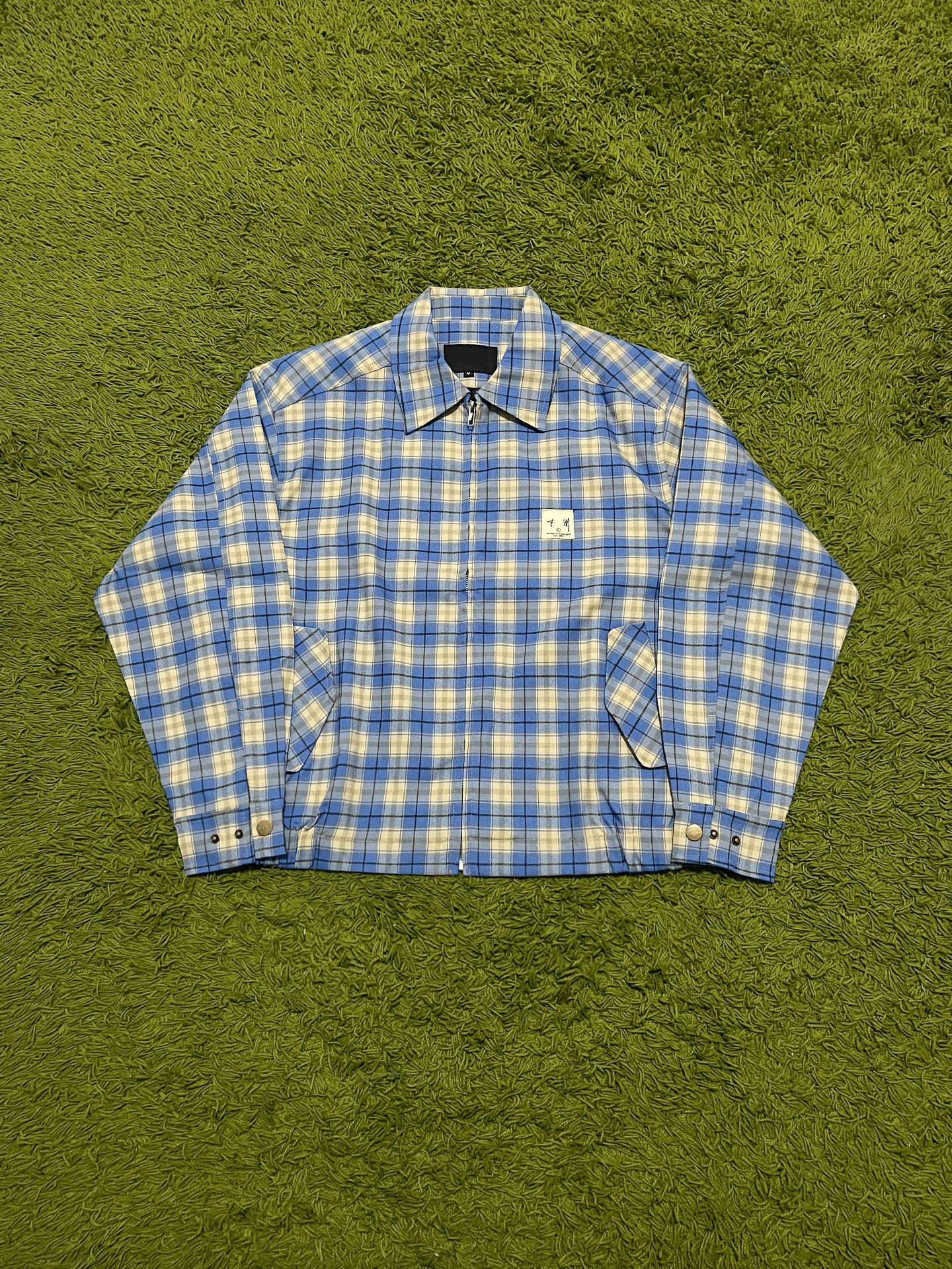 Stussy 24SS Blue Plaid Collared Coach Jacket – Retro Coats Casual Outerwear
