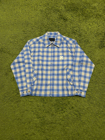 Stussy 24SS Blue Plaid Collared Coach Jacket – Retro Coats Casual Outerwear
