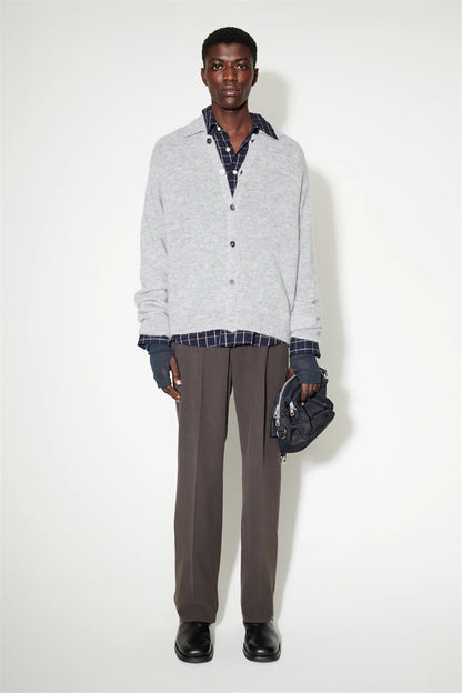 donclick 24FW Our Legacy Mohair Wool Blend Cardigan Light Grey Relaxed Fit Knit