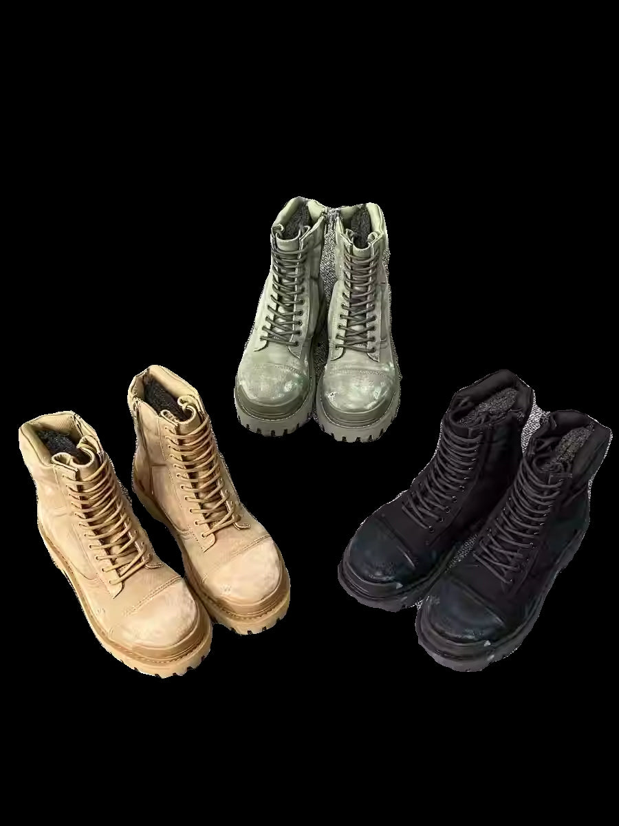 DEMNA Runway Distressed Handmade Parisian Ankle Combat Martin Boots