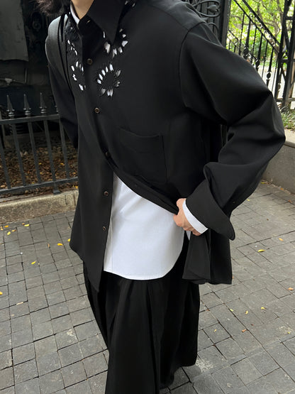 Yohji ’Flower & Youth’ Wool Shirt Jacket - Cherry Blossom Cut-Out Detailing