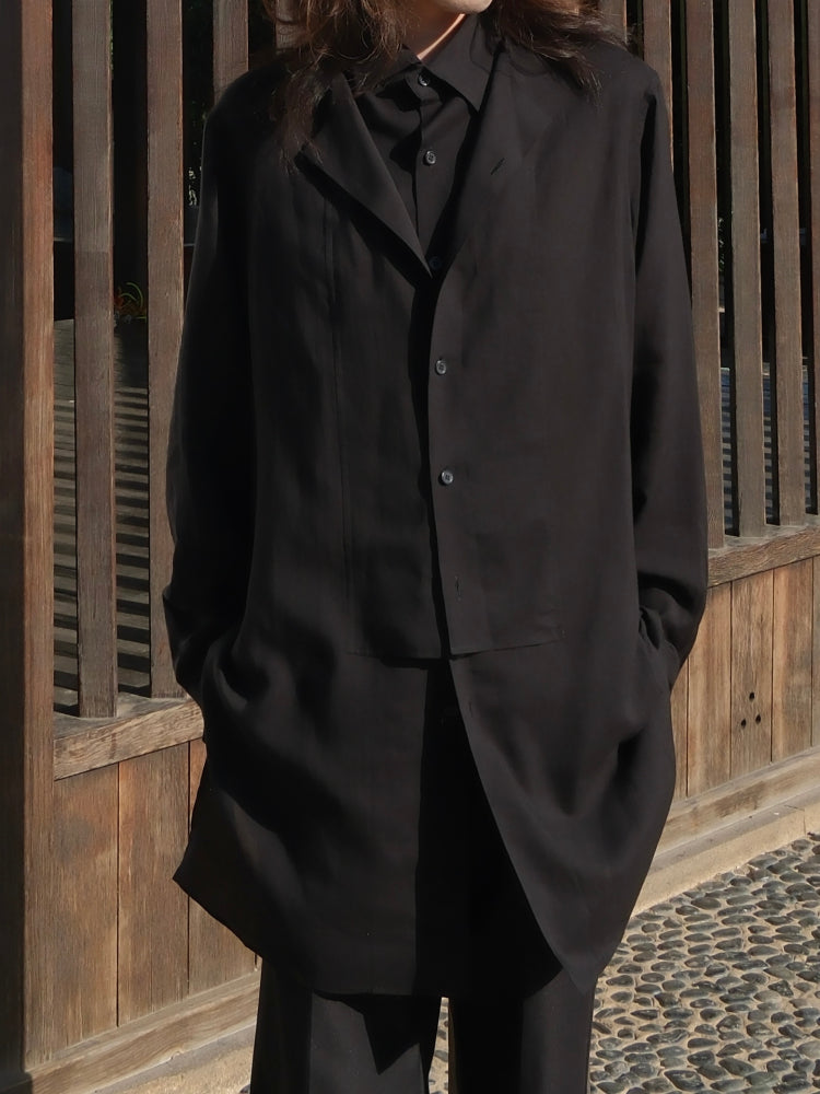 Yohji Darkwear Shirt - Double Placket Court Collar Blouse (Core Collection)