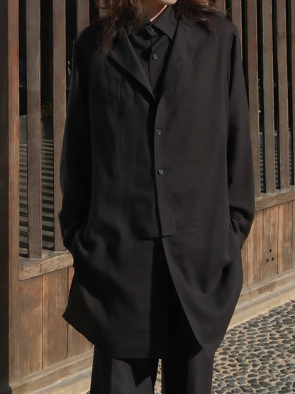 Yohji Darkwear Shirt - Double Placket Court Collar Blouse (Core Collection)