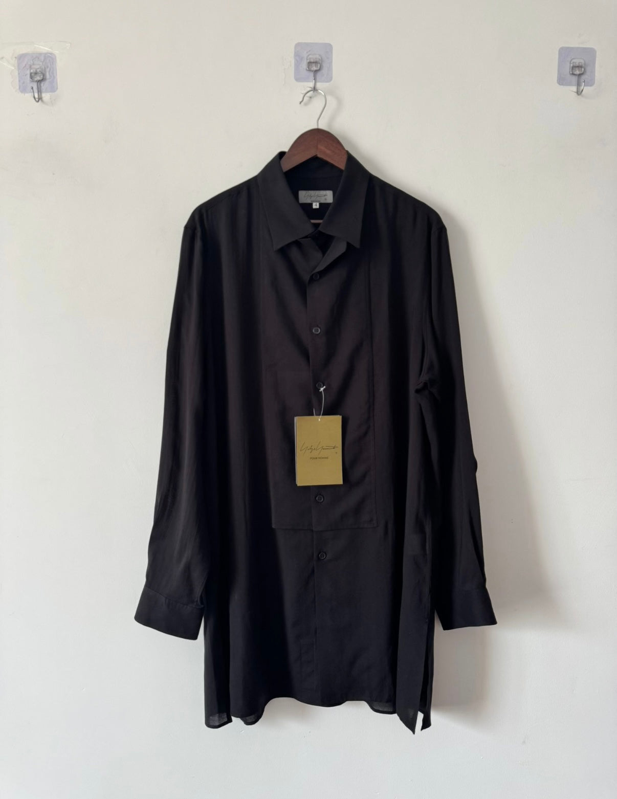 Yohji Darkwear Shirt - Double Placket Court Collar Blouse (Core Collection) - Black