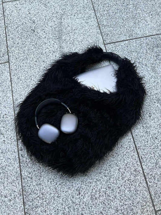 Our Legacy Faux Shearling Shoulder Bag - Oversized Furry Tote Faux Fur Crossbody - Donclickin