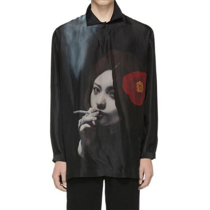 Suzume Uchida "Smoking Girl" Silk Shirt - Yohji Archive Darkwear -  