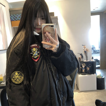 VETEMENTS 19aw Magic Tape Embroidered Flight Jacket Cotton Bomber Down Profile