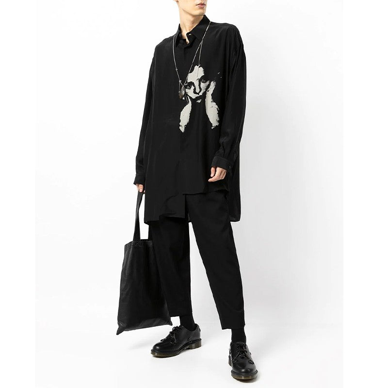 Yohji Yamamoto 21SS Meditative Girl Print Dark Style Shirt Unisex