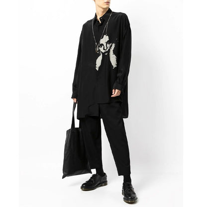 Yohji Yamamoto 21SS Meditative Girl Print Dark Style Shirt Unisex