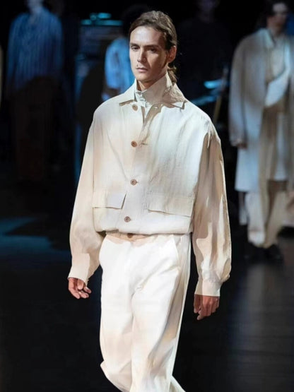 Lemaire SS19 Dry Silk Harrington Jacket - Minimalist Boxy Outerwear