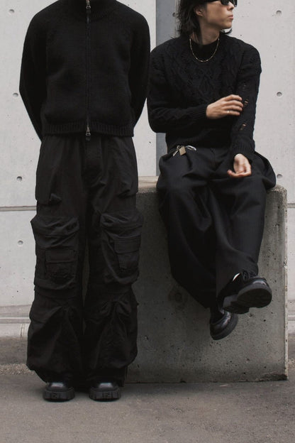 Our Legacy Vibe Double-Zip Wool Knit Sweater – Cropped Wide-Fit Half Turtleneck