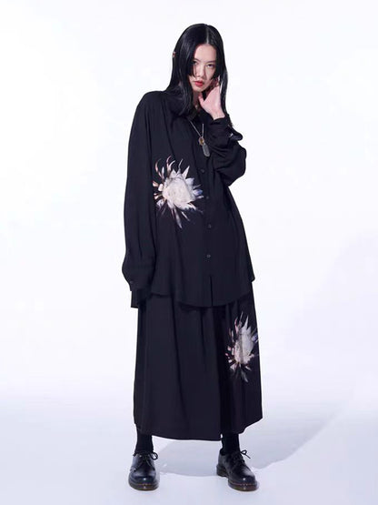 Donclickin Yohji Yamamoto Floral Print ’Queen of the Night’ Shirt Long Sleeve