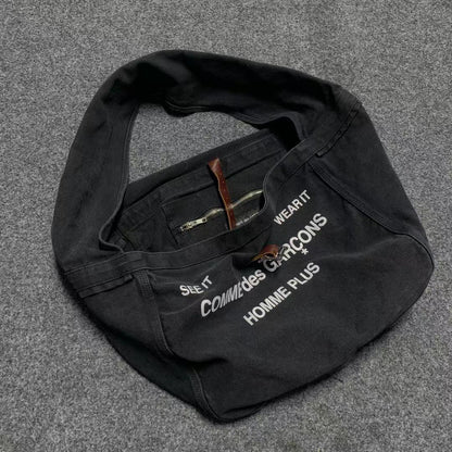 CDG Vintage Denim Hobo Bag Washed Distressed Canvas Crossbody Bag - Order with colors