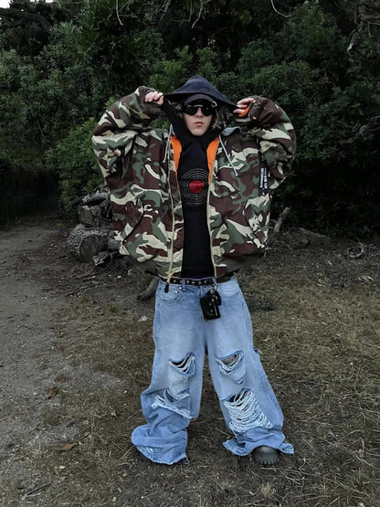 Vetements Reversible Dual-Sided Camouflage Hooded Bomber Jacket
