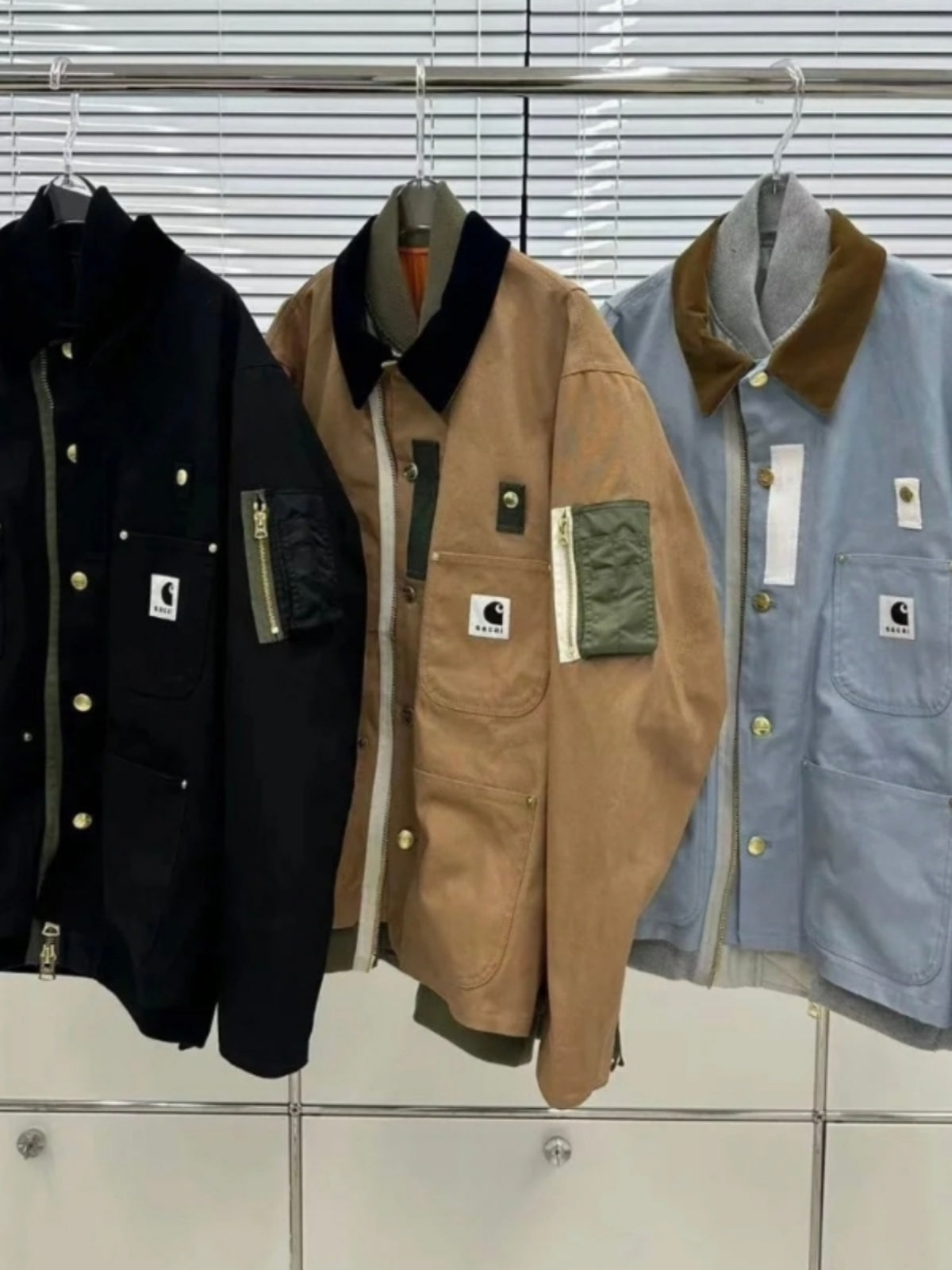 Detroit Double Collar Carhartt X Sacai Jacket Canvas Patchwork Workwear