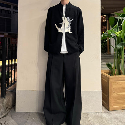Yohji Yamamoto Y’s Men Godzilla Wool Knit Double-Zip Cardigan Jacket