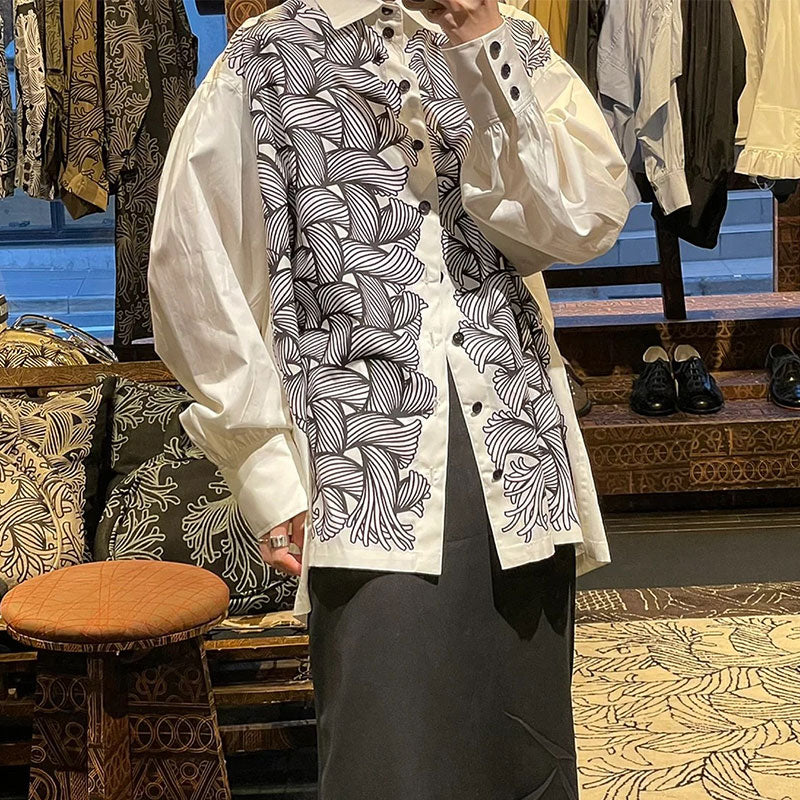 Nemeth 22SS All-Over Knot Print Shirt – Cotton Loose Fit Long Sleeve