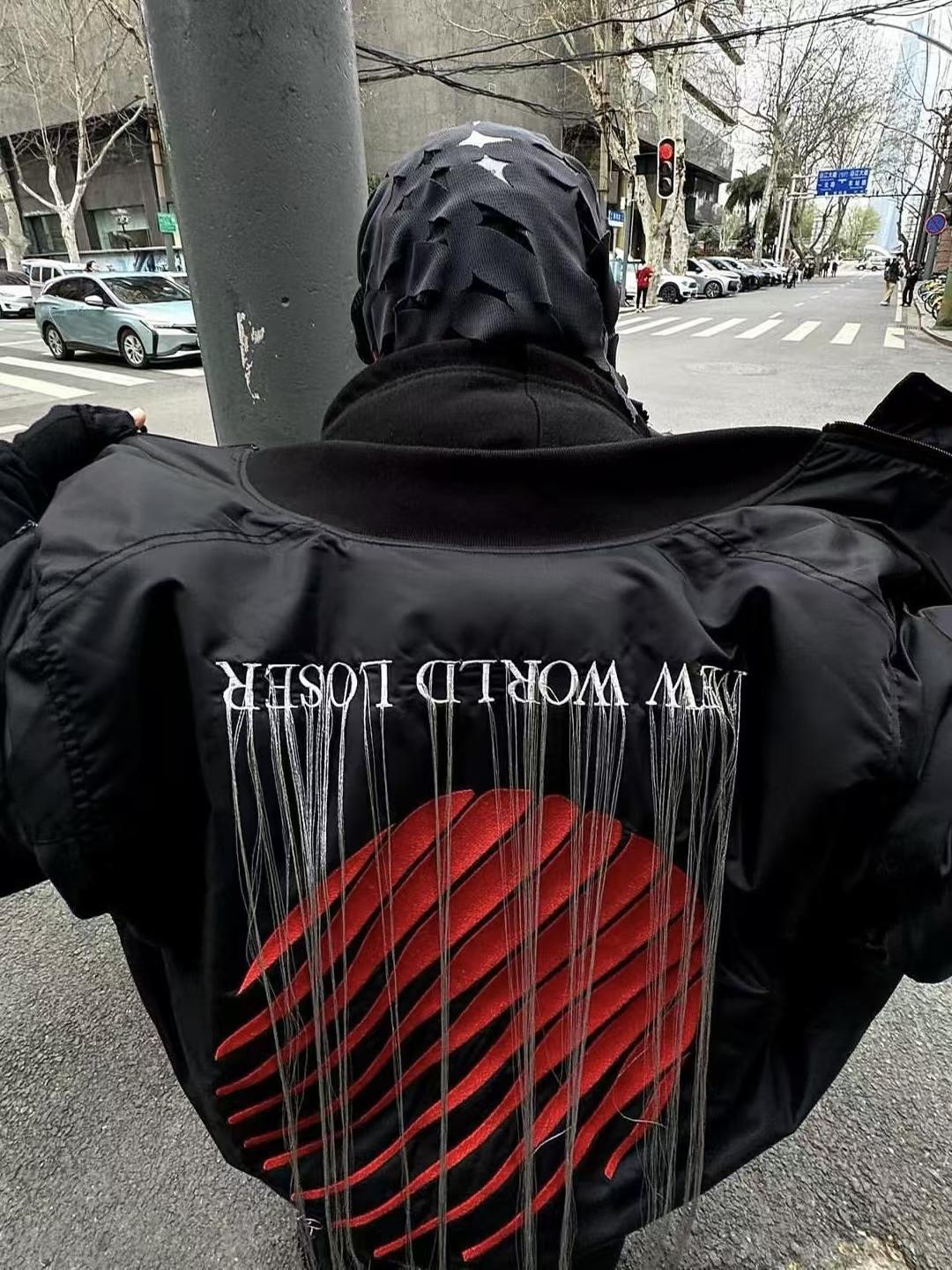 Hood By Air Fringe Bomber – HBA Embroidered Slogan Jacket